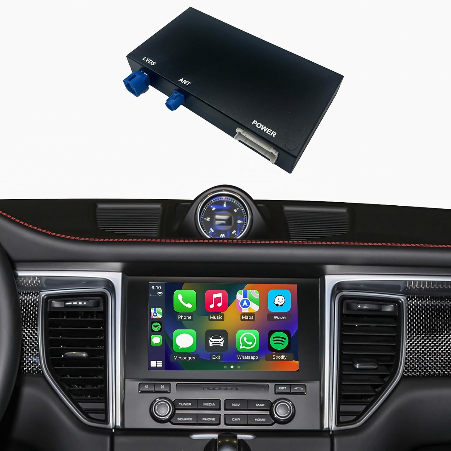 Wireless CarPlay & Android Auto Retrofit Kit for Porsche 718 (2016-2025), 911 (2016-2018), Macan (2017), Cayenne (2016-2017) with PCM4.0 System