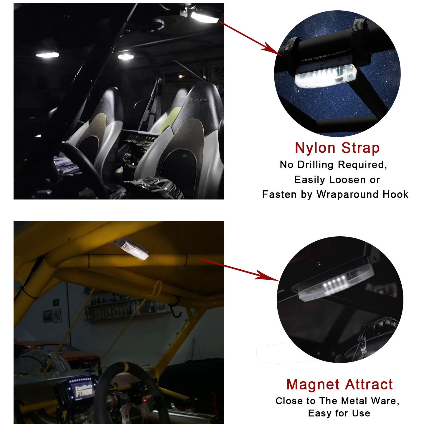 UTV Dome Light, YCHOWTECH UTV Interior Light Universal Dome Light Roll