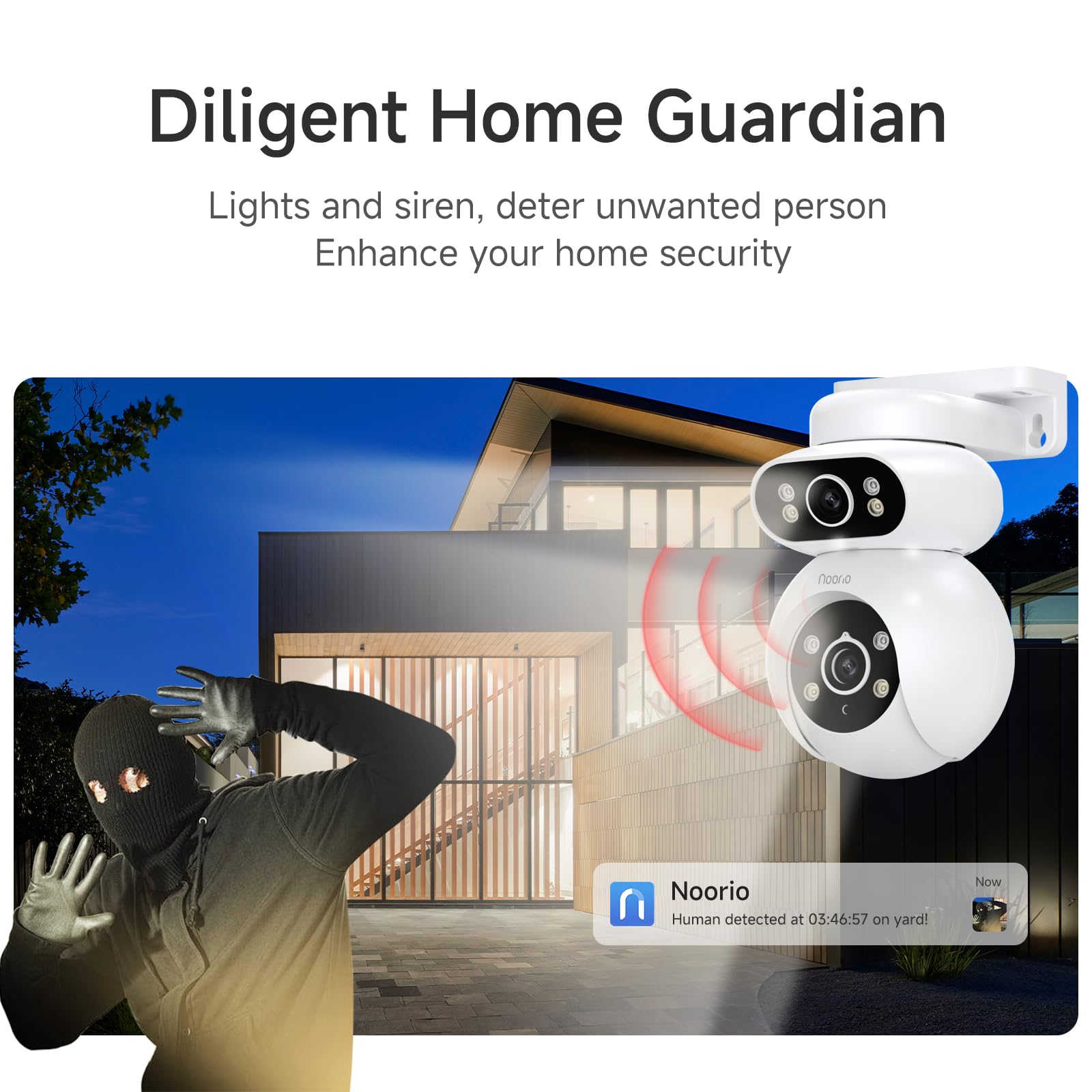 Amazon.com : Noorio Dual Lens 2K Security Camera Outdoor