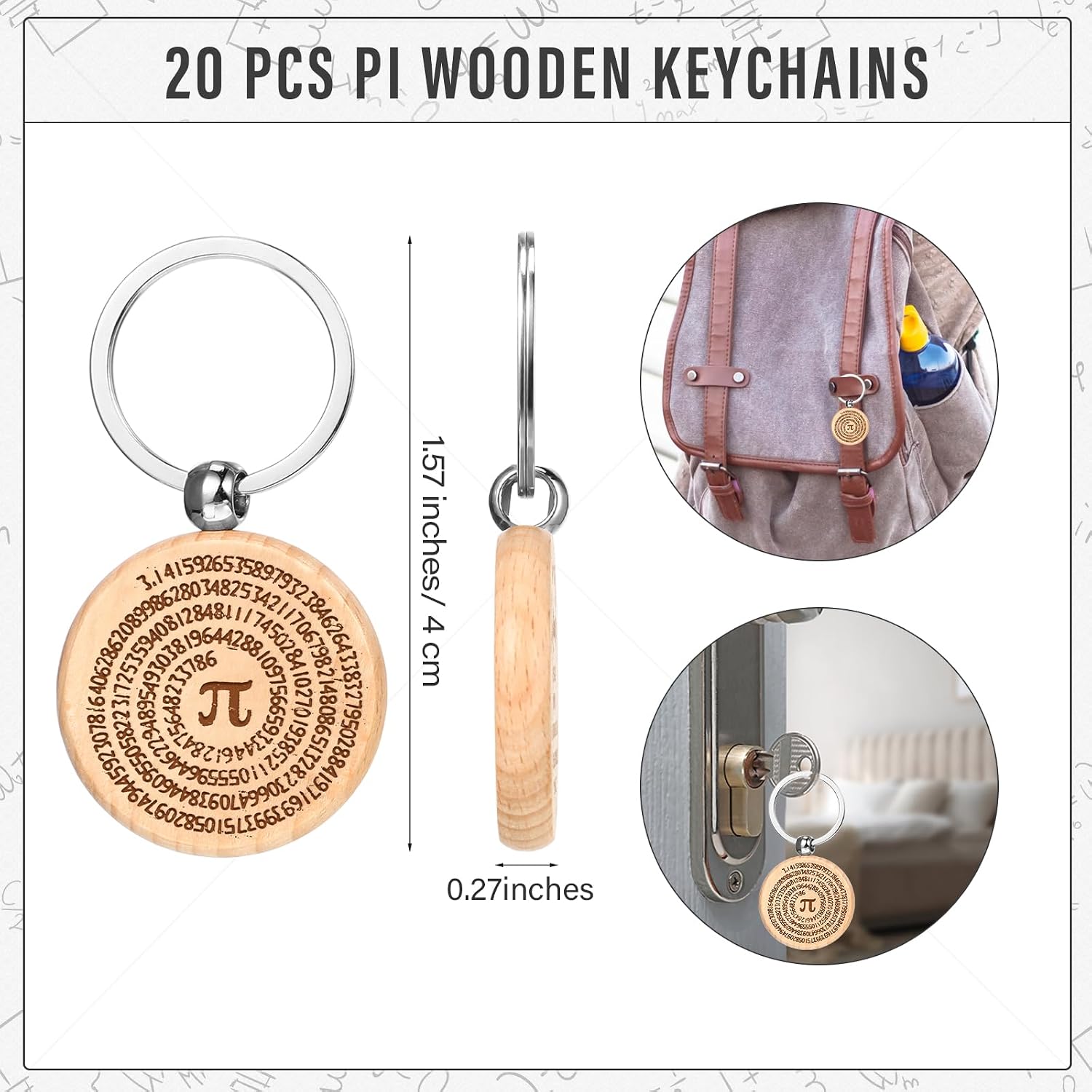 Sayglossy 20 Sets Math Teacher Gift Math Party Favor Pi Pens Keychains Teacher Appreciation Gifts