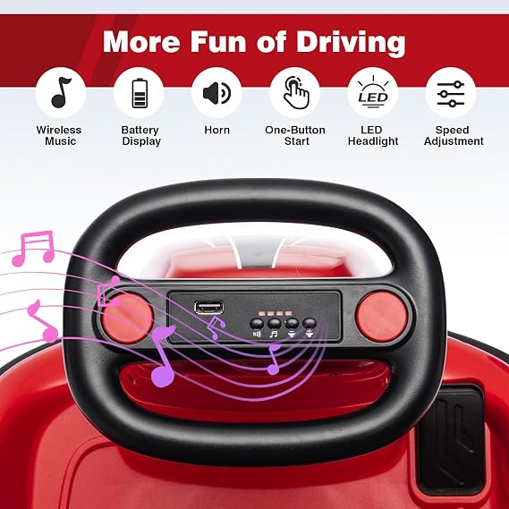 12V Kids Bumper Car, 3.1 Mph Max, Toddler Bumper Car with Big Wheel, Electric Bumper Cars with Remote, 360Spin, DIY Stickers, Music, Led Lights - Easy for Toddlers to Drive (Red)