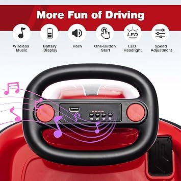 12V Kids Bumper Car, 3.1 Mph Max, Toddler Bumper Car with Big Wheel, Electric Bumper Cars with Remote, 360Spin, DIY Stickers, Music, Led Lights - Easy for Toddlers to Drive (Red)