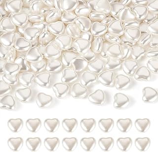 Elecrelive 200Pcs ABS Imitation Pearl Beads for Bracelets, Heart Aesthetic Cute Bead White Small Pearls for Necklaces Earrings Keychain Phone Charm