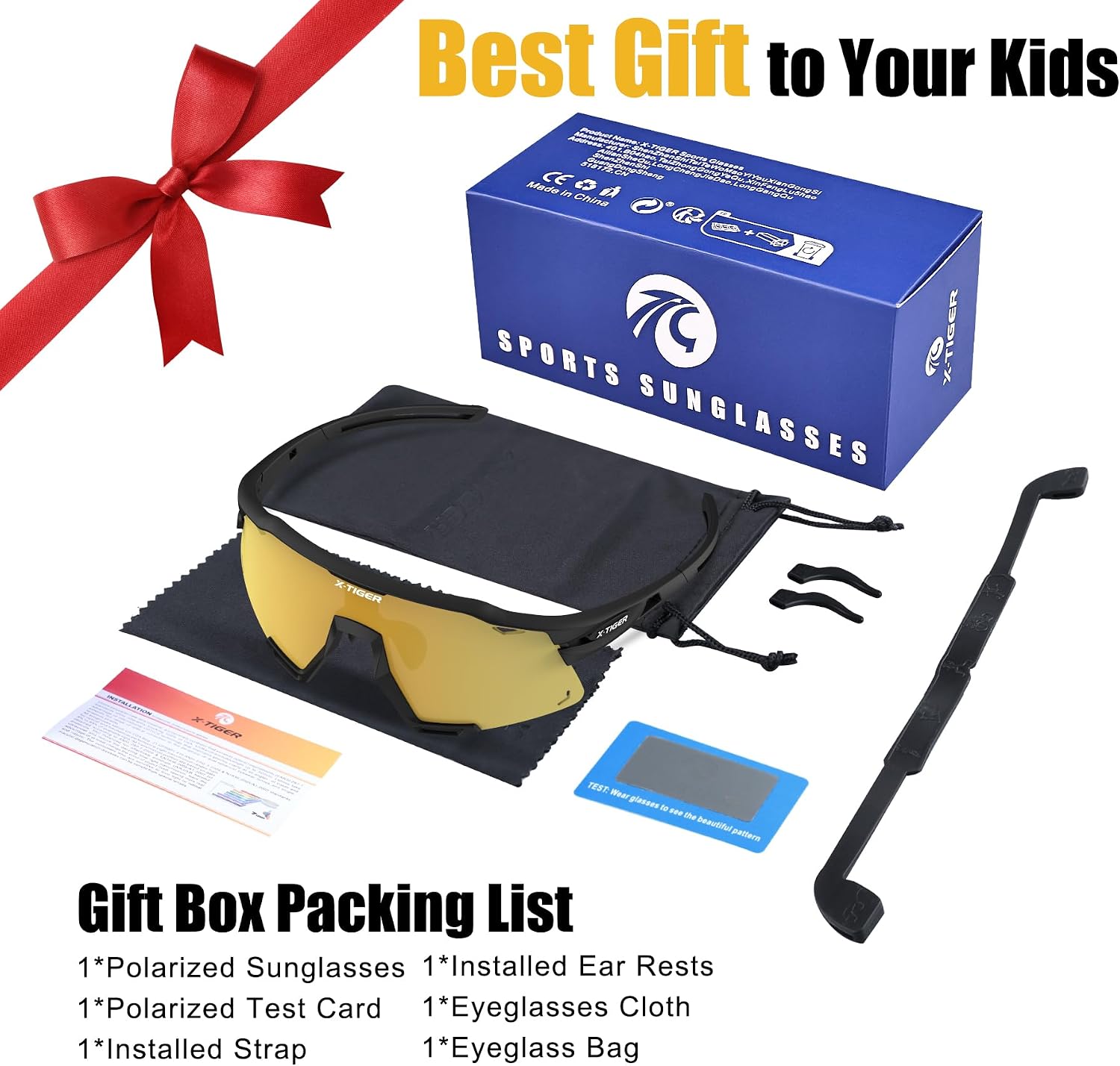 X-TIGER Polarized Kids Sunglasses Youth Baseball Sunglasses UV400 Boys Girls Sports Sun Glasses for Softball Cycling Scooter