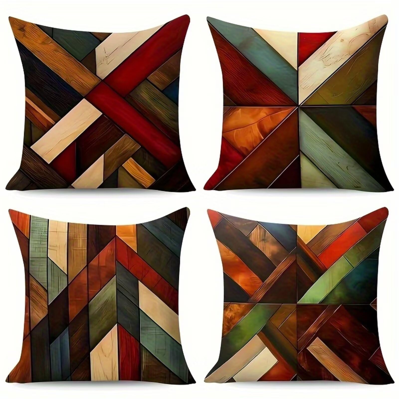 Housses de coussin canapé moderne 40x40 cm vert brun | Taie d'oreiller lin salon chambre