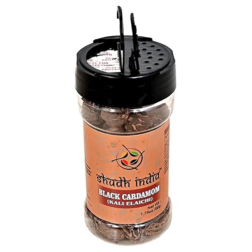 Miniatura 4 de Shudh India Cápsulas de cardamomo negro (Kali Elachi) Especias indias enteras  Natural  Vegano  Apto para gluten  Sin OMG  Origen indio  ahumado