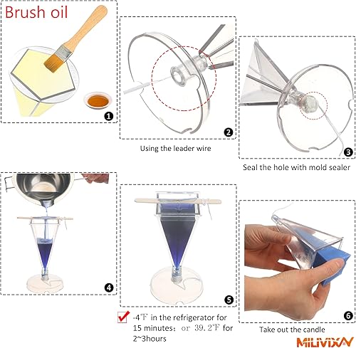 Miniatura 5 de MILIVIXAY 4 moldes de vela – incluyendo pirámide, cono, 5 lados y 6 lados moldes de cono
