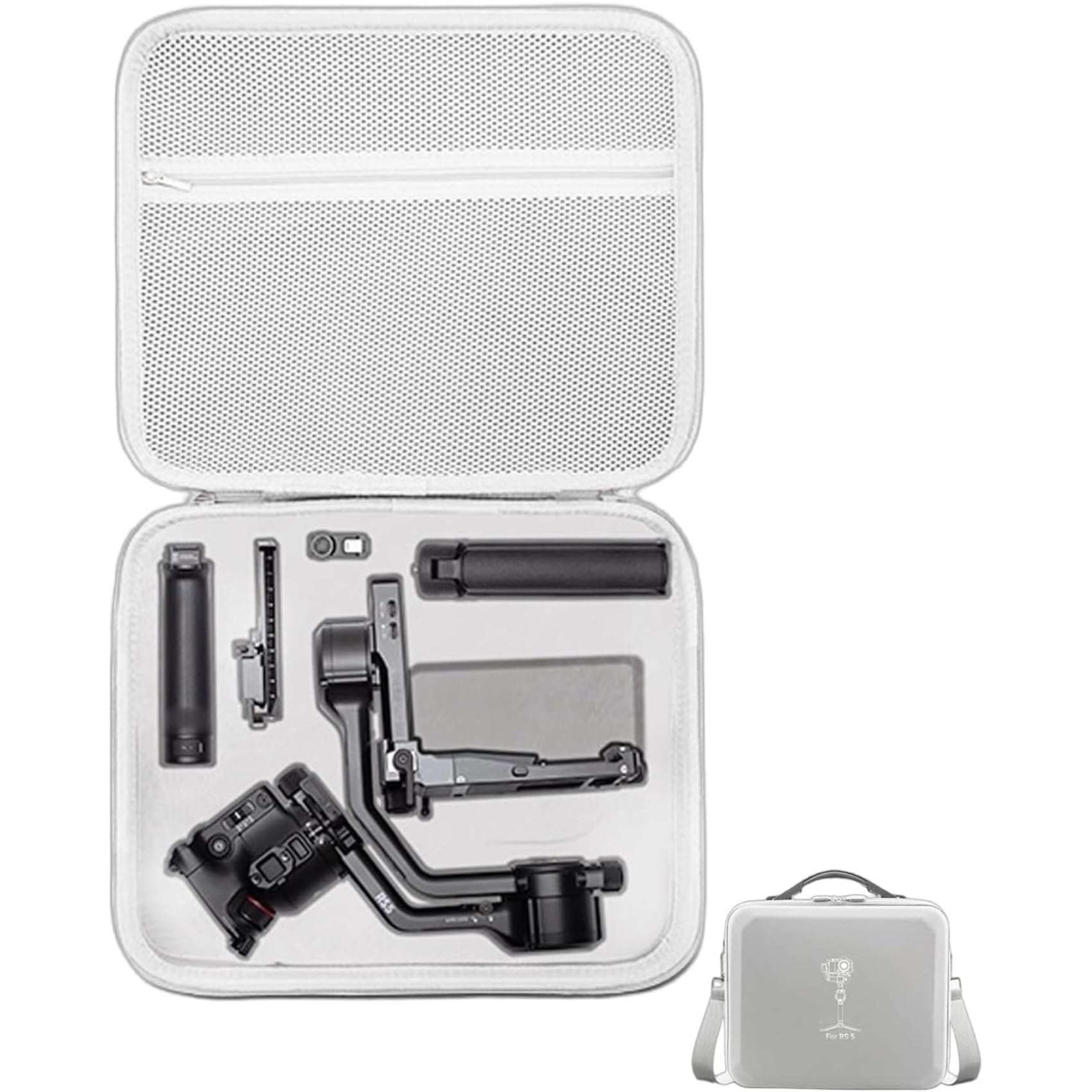 TEKTONIC Portable Gimbal Carry Case for DJI RS5 Stabilizer Bag with Accessory Storage Compartments | Storage Shoulder Bag Travel Case with Waterproof Hard Shell (Grey).-picture-25