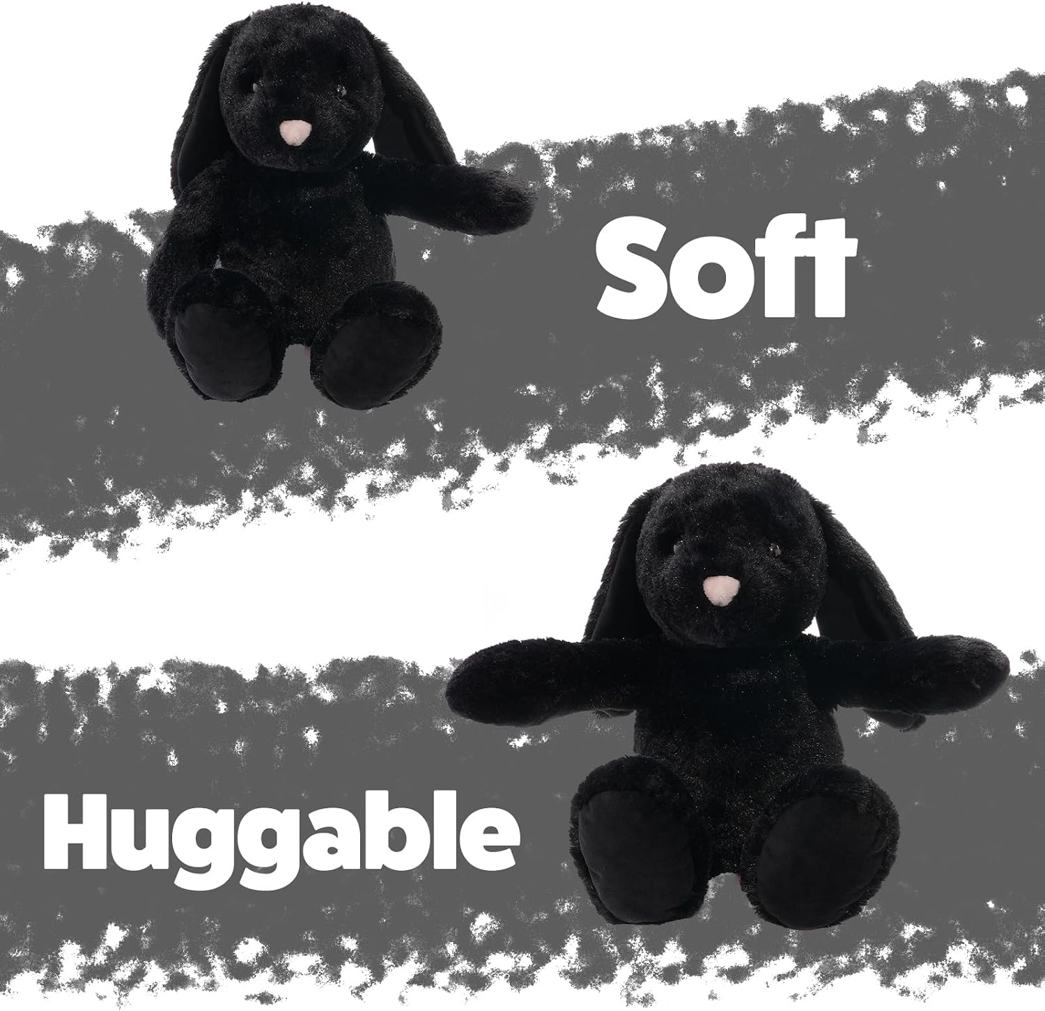 WEIGEDU Black Bunny Stuffed Animal Plush Toy with Floppy Ears, 17.7 Inch Soft Plush Rabbit Cuddle Buddy for Nursery Decor, for Boys and Girls