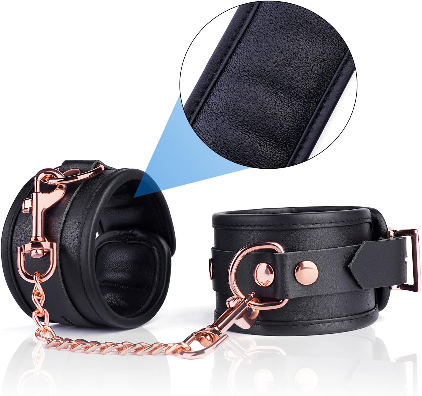 Black Adjustable 4 Real Leather Ankle Straps Wrist Cuff Fitness Leg Exercise Ankle Bracelet Kit Cosplay Cuff Accessories Sports Fitness System Set