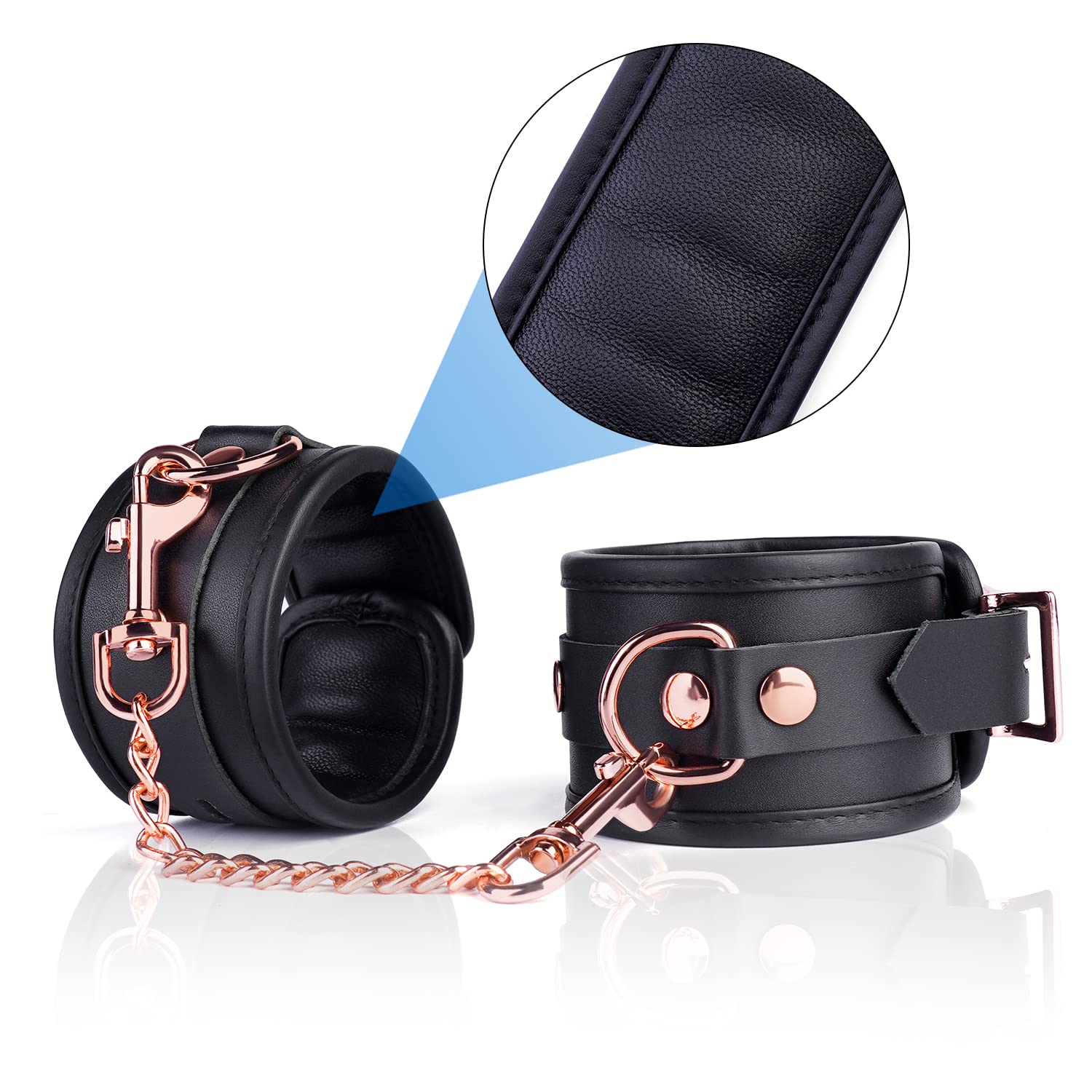 Leather Black Ankle Straps Wrist Cuffs D-Ring for Fitness Legs Exercise Attachment Adjustable