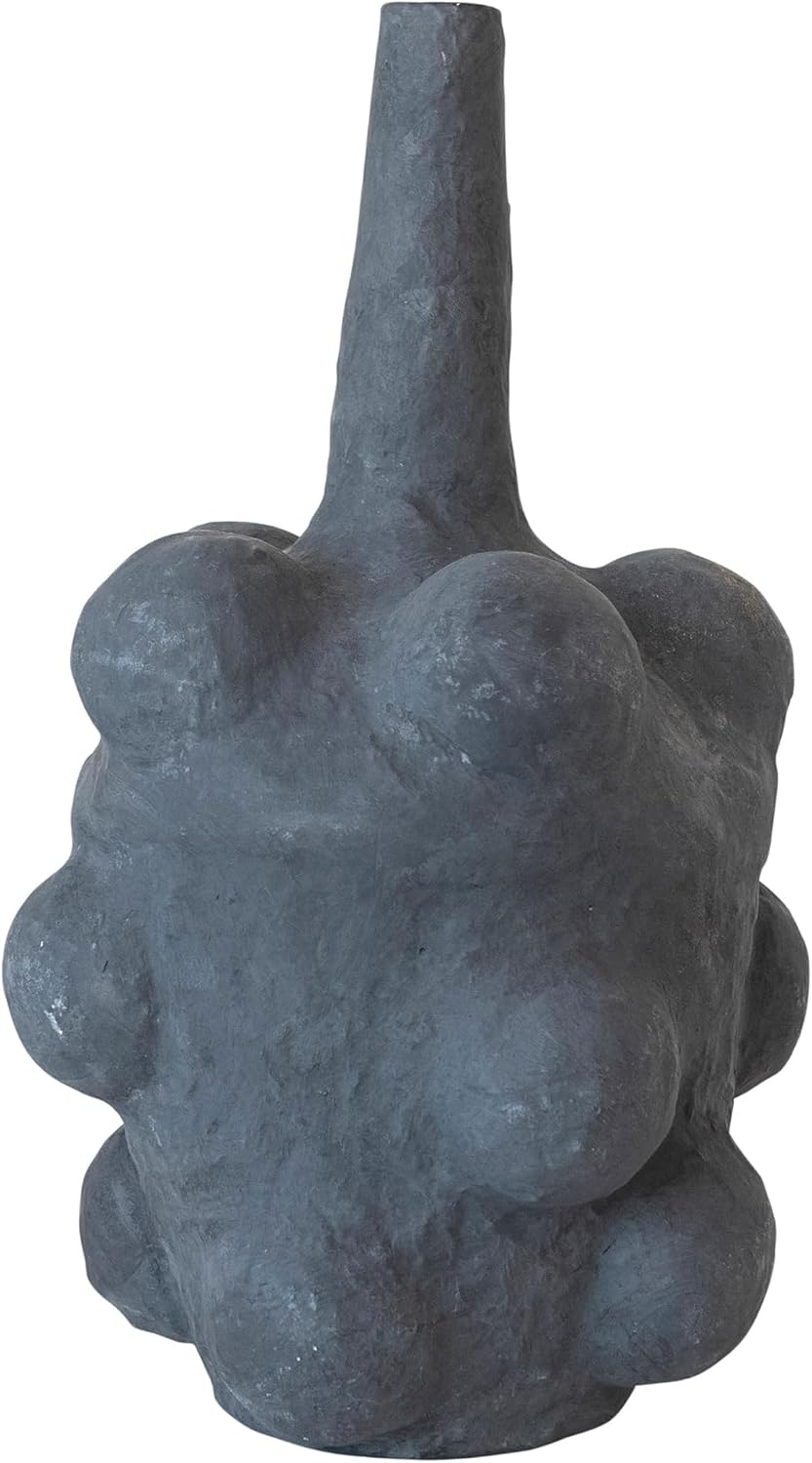 Creative Co-Op Handmade Paper Mâché Bubble Vase with Distressed Finish, Black