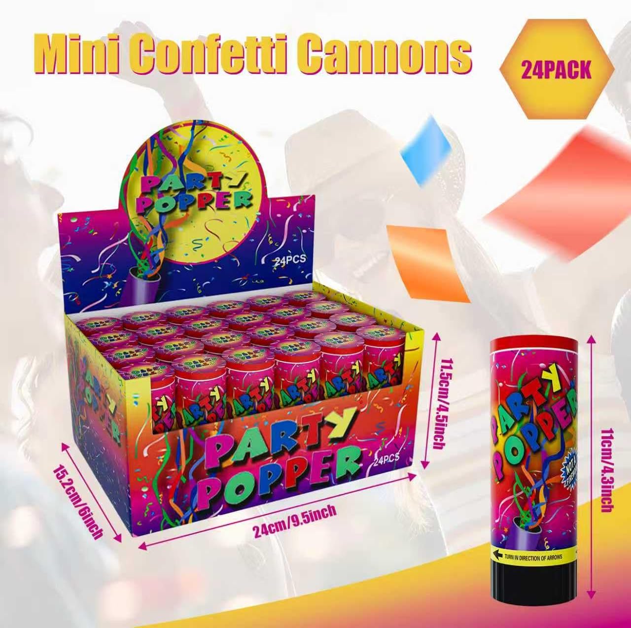 Small Confetti Cannon 24 Pack Mini Confetti Poppers Multicolor Party Poppers Confetti Small Party Confetti for Kids Ideal for Weddings Birthdays Graduations Baby Shower Christmas New Years