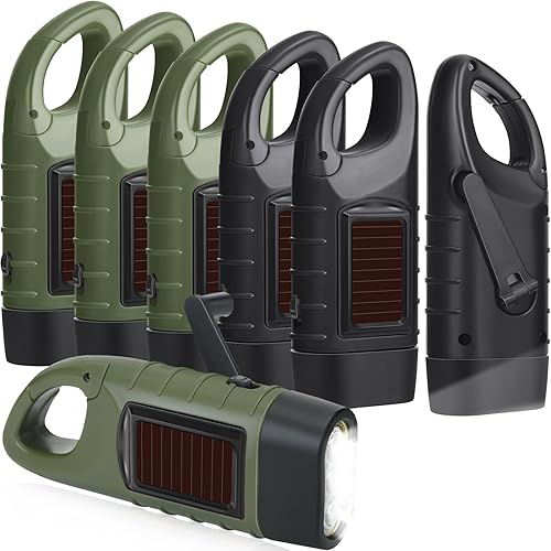 Miniatura 8 de Mudder 6 linternas de mano de manivela alimentadas por energía solar, linternas LED de mano recargables de emergencia para equipo de supervivencia,