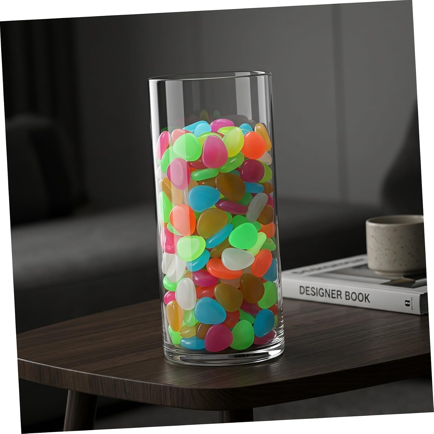 Glow in Dark Pebbles 500pcs Resin Stones for Garden Pathways