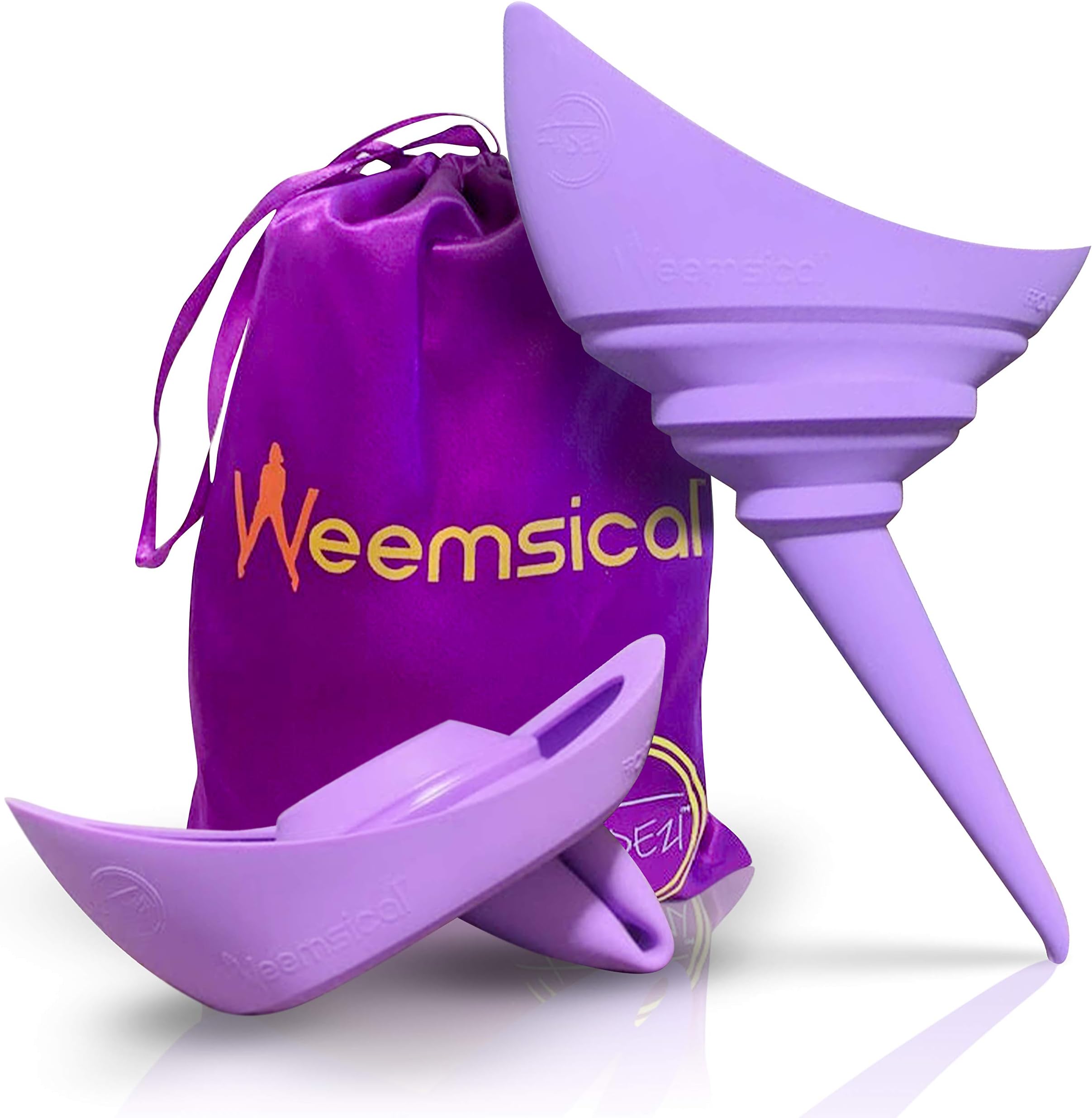 WEEMSICAL Fandezi Female Urination Device-Female Pee Funnel for Woman, Non Binary, FTM. Reusable Stand to Pee Device-Made of Silicone-Collapsible Funnel- Bye to Overflows or Splashes w/Carry Bag