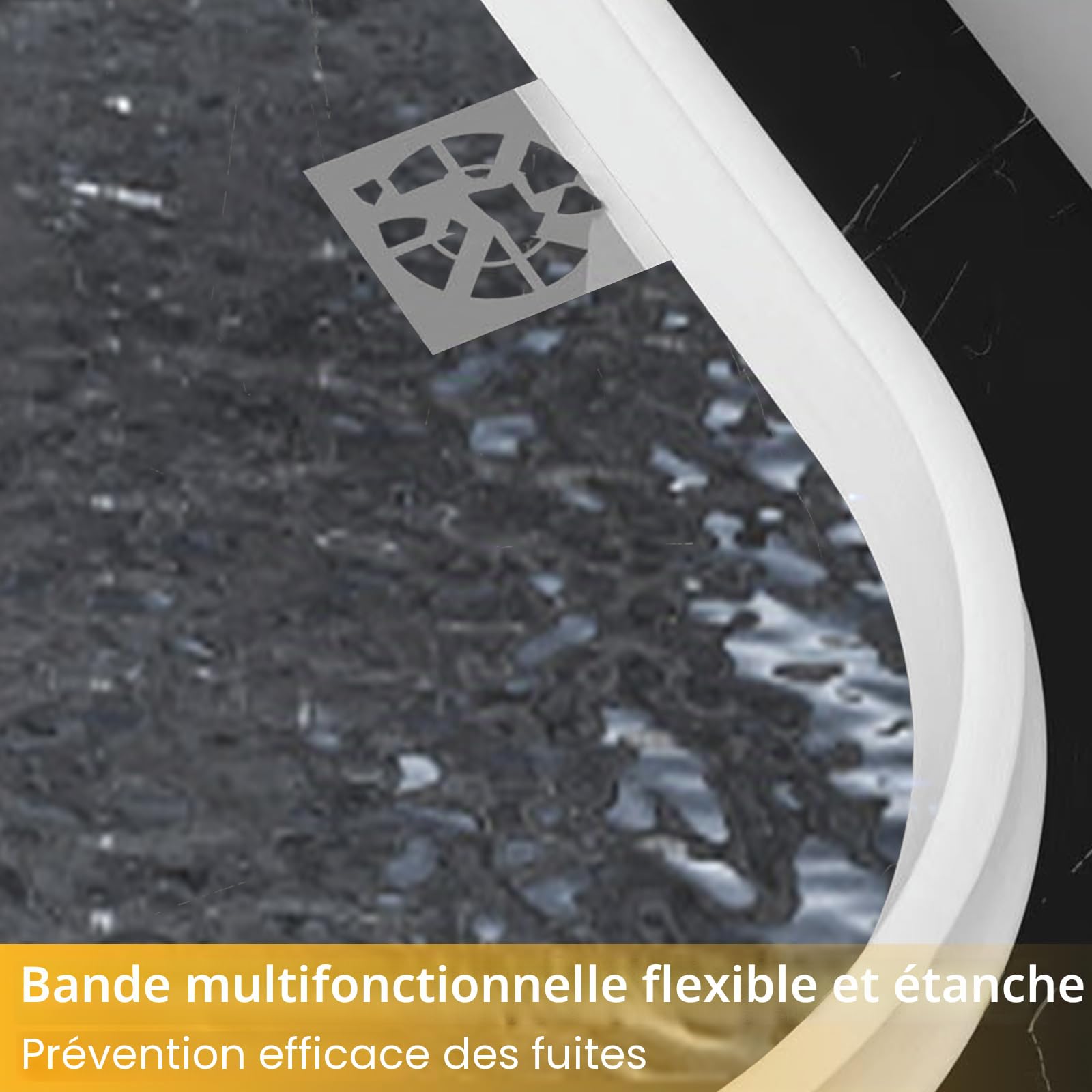 Barre de seuil de douche autocollante - 4 cm de haut - Pliable - Pour douche, sol, salle de bain et cuisine - Blanc - 2 m