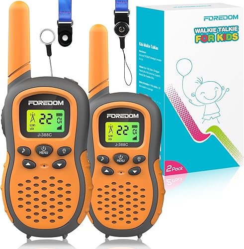 FOREDOM J388C Walkie Talkies for Kids 2 Pack Long Range with Flashlight - Orange