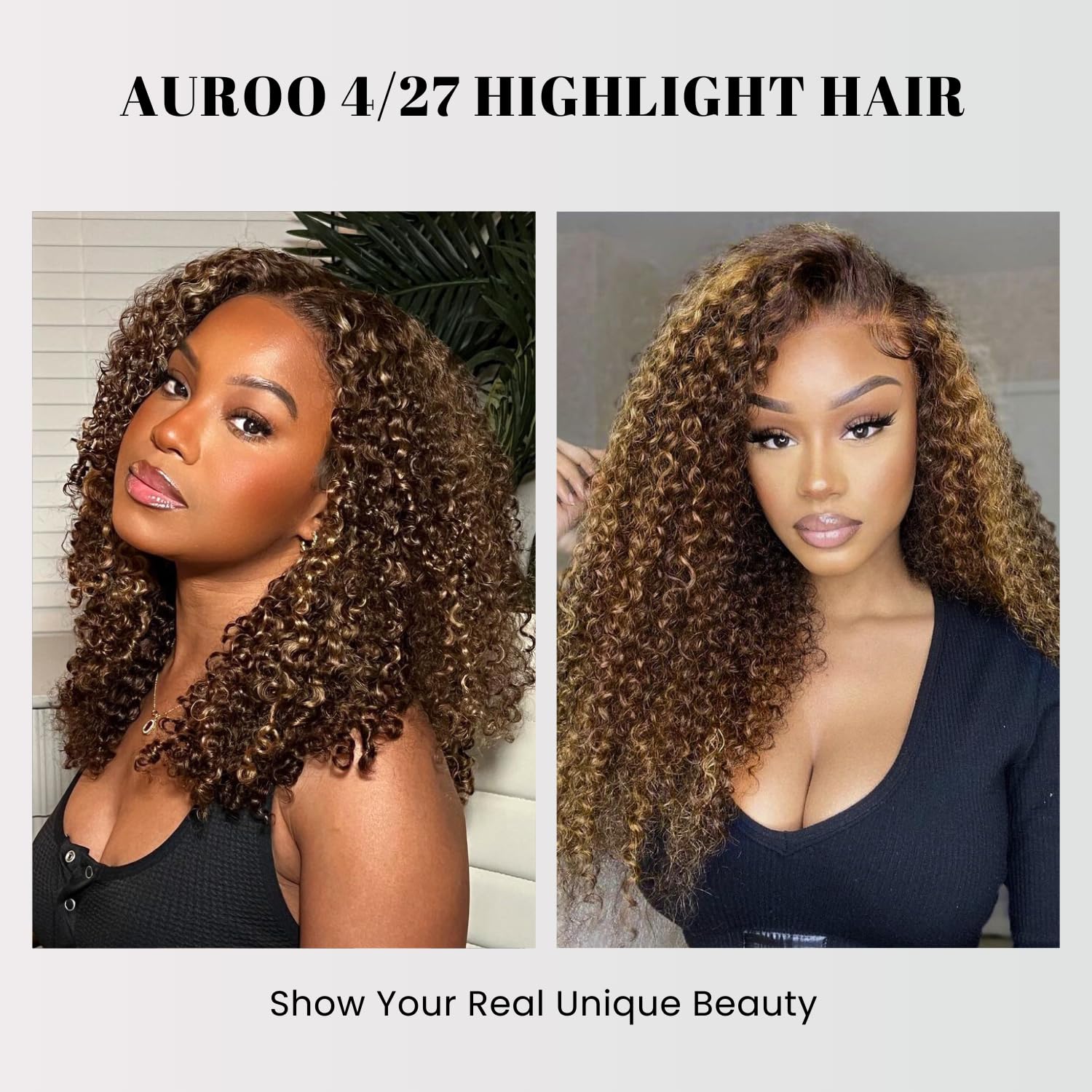 Honey Blonde Highlight Tight Kinky Curly Human Hair Single Bundles, 12A Brazilian Curly Weave Bundles Human Hair 100% Virgin Remy Bundle Ombre #P4/27 Colored Kinky Curly Thick Tracks Sew in 16In