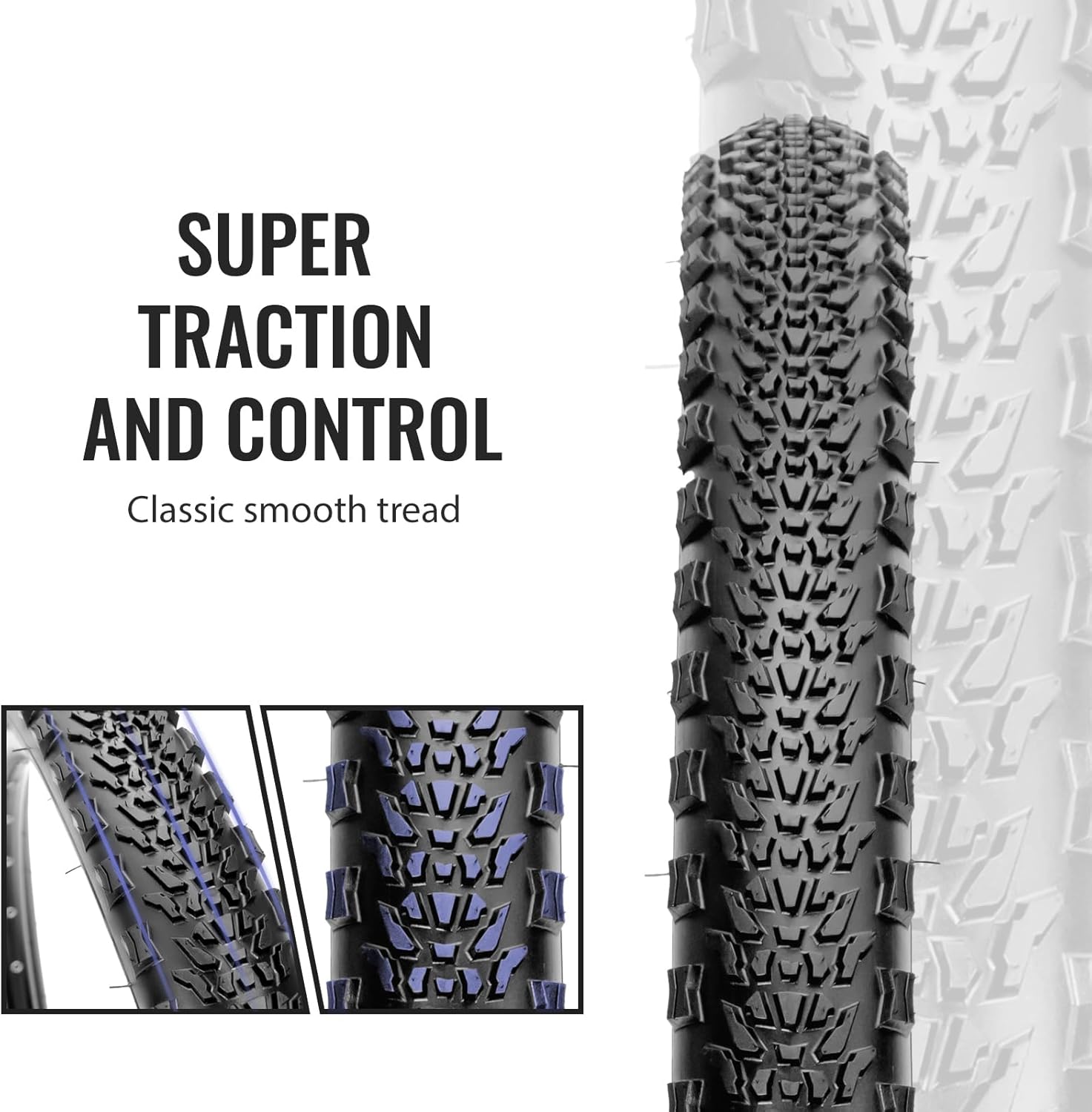 2-Pack Mountain Bike Tires & Tubes Set: 26/27.5/29-Inch Puncture-Protection MTB Tires with Heavy-Duty Butyl Inner Tubes & Tire Levers for Off-Road Cycling