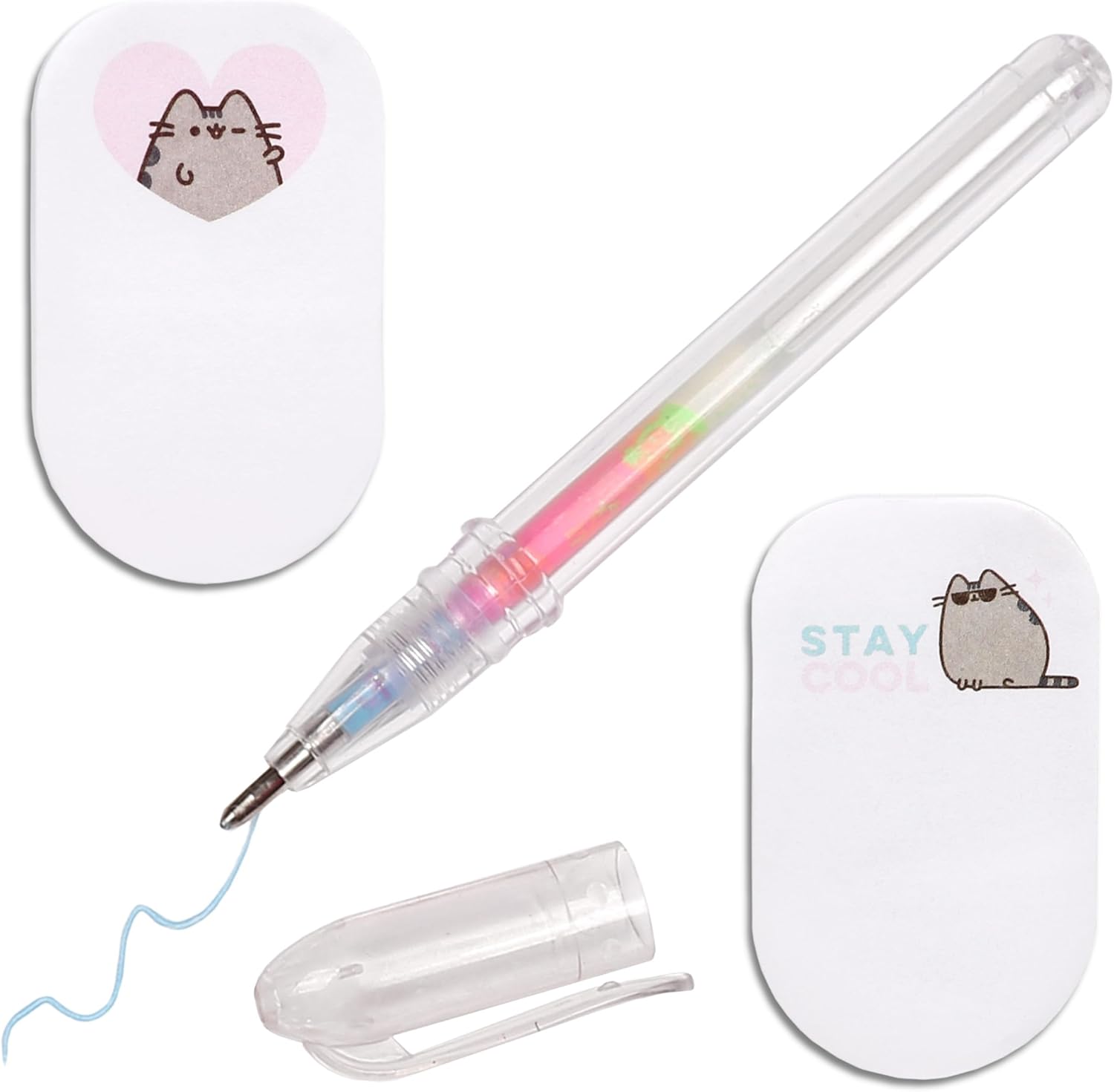 Pusheen 2-Piece Mini Notebook Set + Small Colour Pen, Sticky Notes, School Supplies (Pusheen)