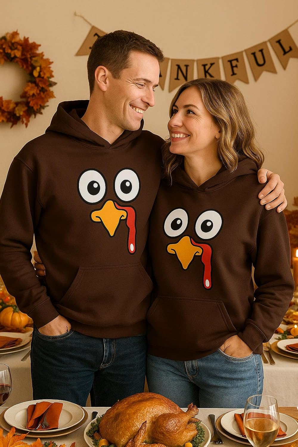 Tstars Funny Turkey Face Thanksgiving Hoodie - Pullover Sweatshirt for Women & Teen Girls Holiday Outfit - Image 3