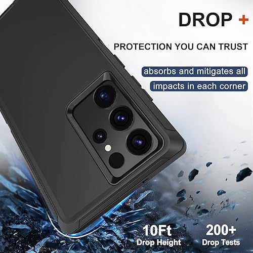 Miniatura 4 de Funda para Samsung Galaxy S23 Ultra con funda de clip para cinturón, 2 protectores de pantalla, grado militar resistente a prueba de golpes de