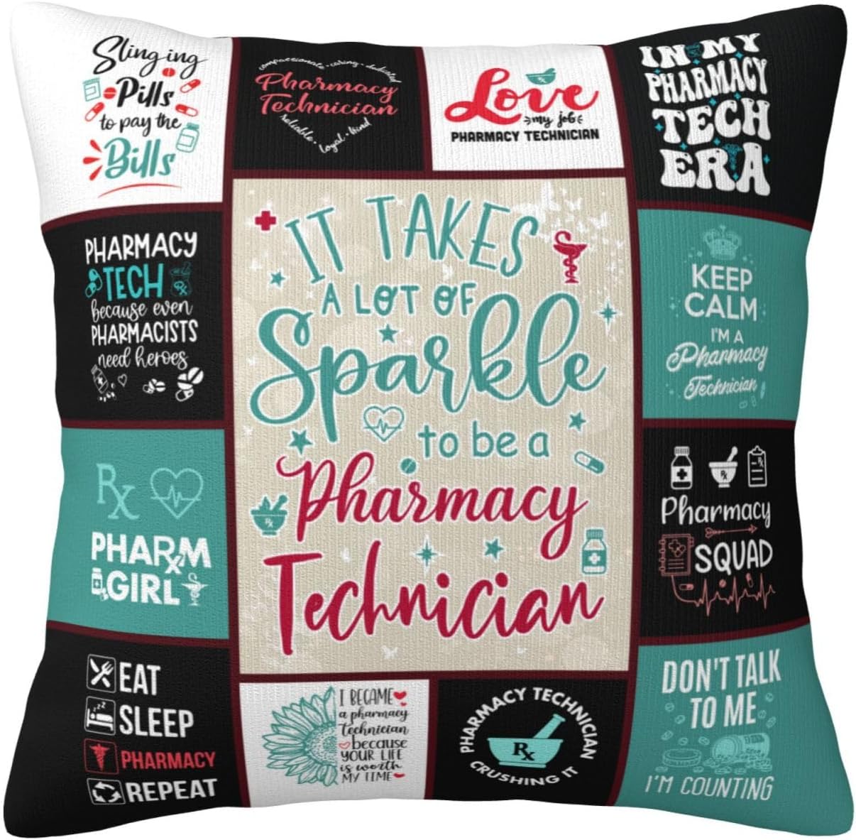 Skizbcw Pharmacy Technician Gifts - Pharmacy Tech Gifts - Pharmacy Week Gifts - Pharmacy Technician Accessories - Pharmacy Technician Day Appreciation Gifts Throw Pillow Cover 18"X 18"