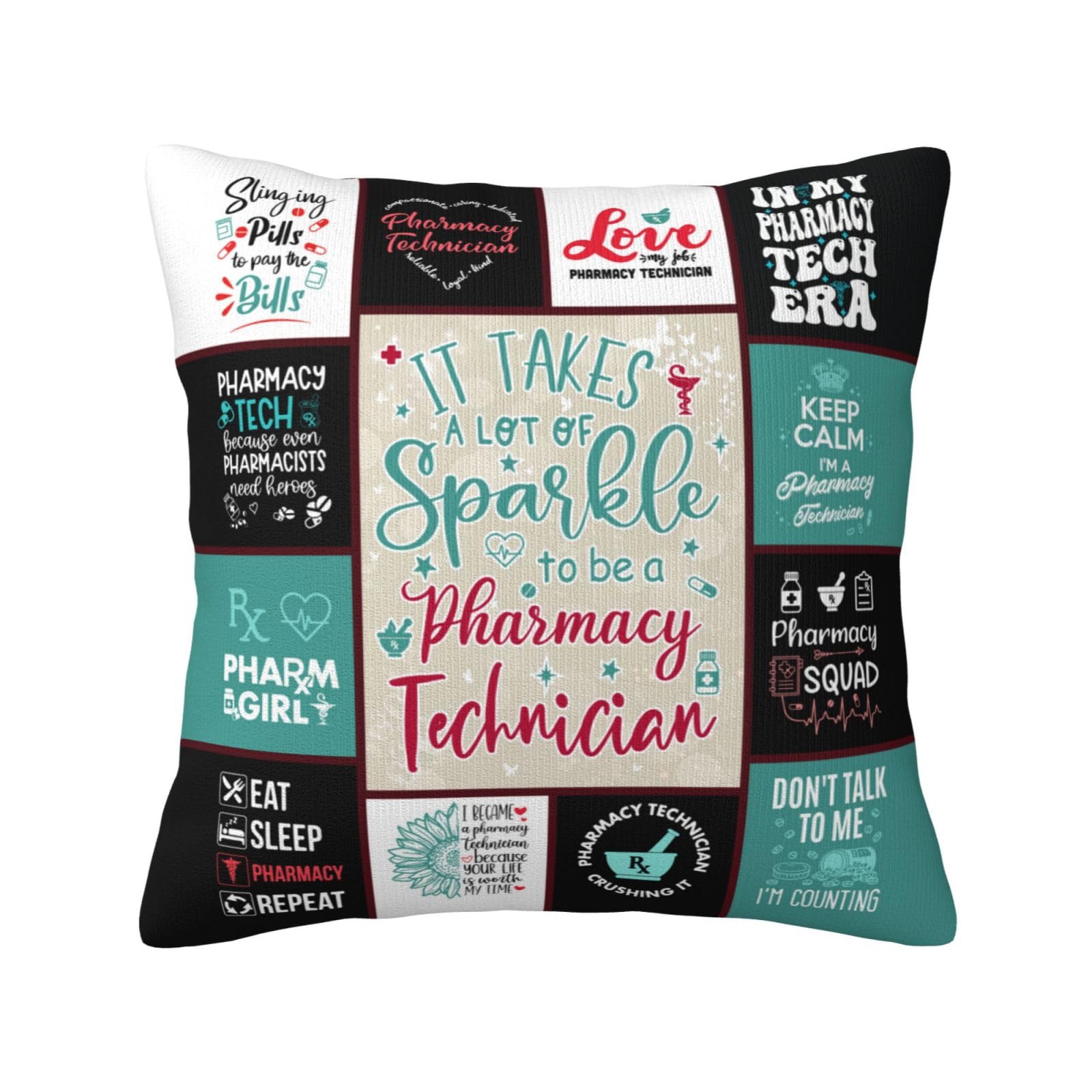 Skizbcw Pharmacy Technician Gifts - Pharmacy Tech Gifts - Pharmacy Week Gifts - Pharmacy Technician Accessories - Pharmacy Technician Day Appreciation Gifts Throw Pillow Cover 18"X 18"