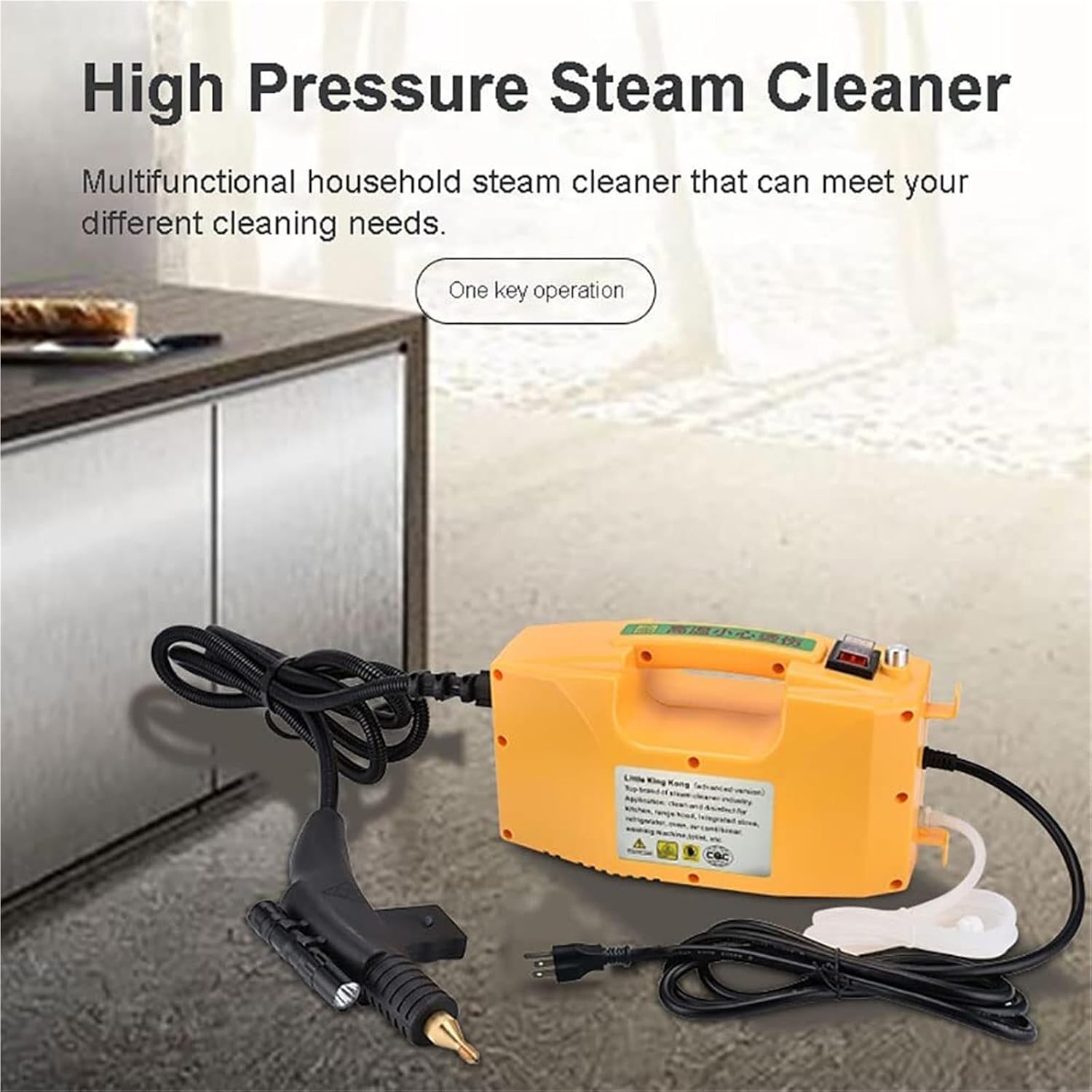 Handheld High Pressure Steam Cleaner,Deluxe Canister Steam Cleaner,Multifunction Steam Tool Kit,Portable Steam Cleaning Machine for Home Kitchen Furniture Car (yellow)(Yellow)