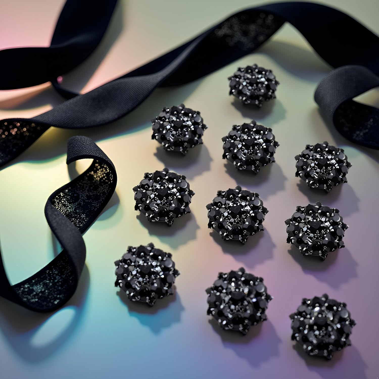 5 Pcs Rhinestone Buttons Shank Diamante Accessories DIY for Wedding Decoration Sewing Clothing Buttons Supplies, Black, 22mm - Image 6