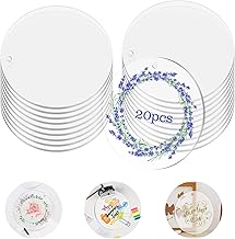 20 Pieces Clear Acrylic Discs Sheets, 10 cm Round Acrylic Disc, Round Acrylic Panel with Hole, for DIY Crafts, Photo Frames Christmas, Scrapbooking Painting