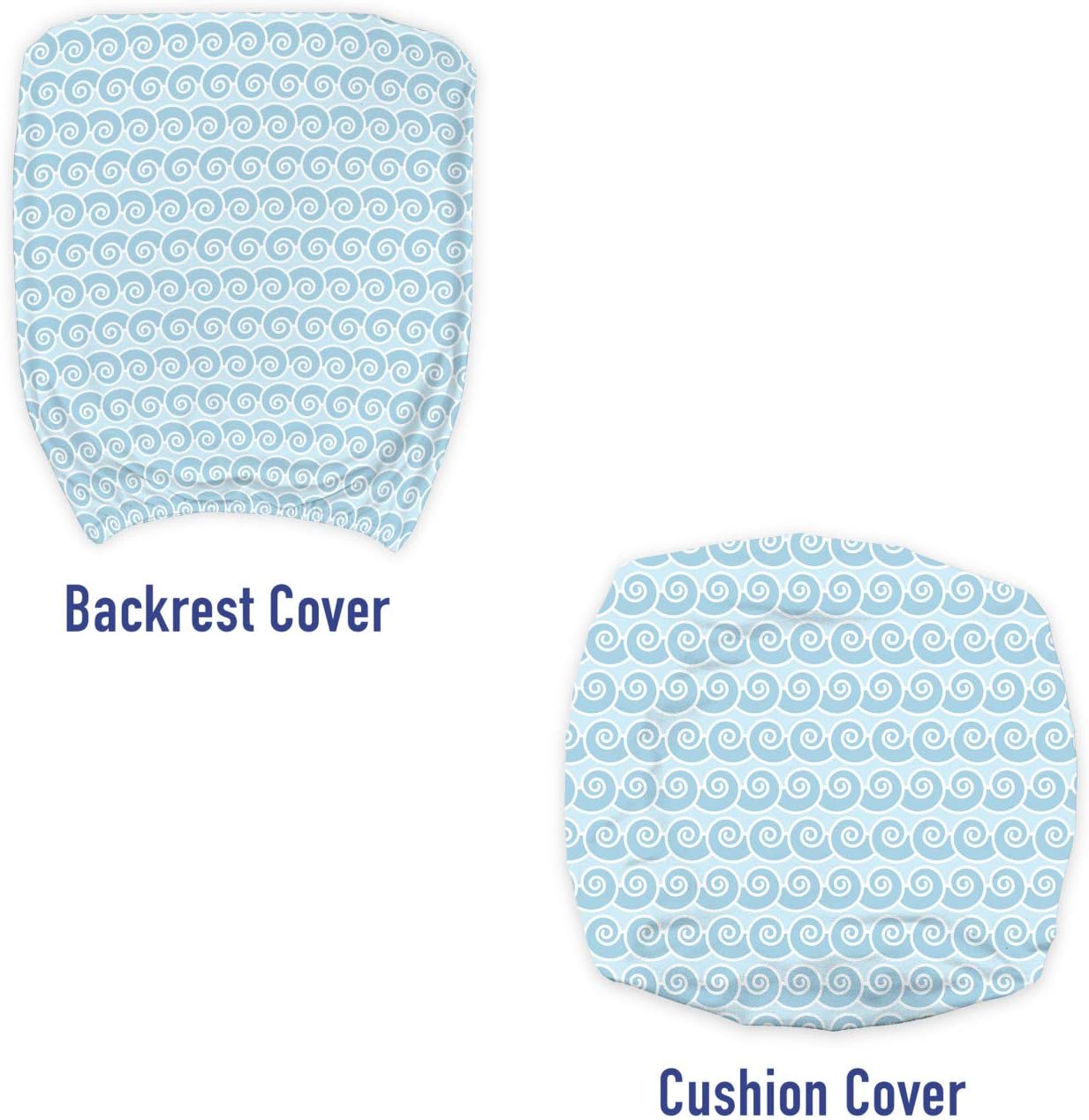 Ambesonne Nautical Office Chair Slipcover, Pattern of Repetitive Abstract Waves Symmetry Surf Swirls, Protective Stretch Decorative Fabric Cover, Standard Size, Blue Sky