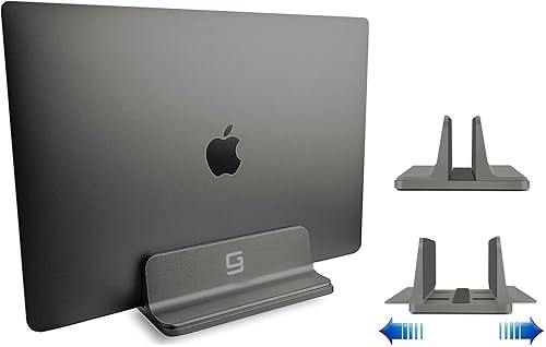 Soporte vertical para laptop para escritorio ajustable Base de aluminio resistente para todas las computadoras portátiles (hasta 20.3 pulgadas) que
