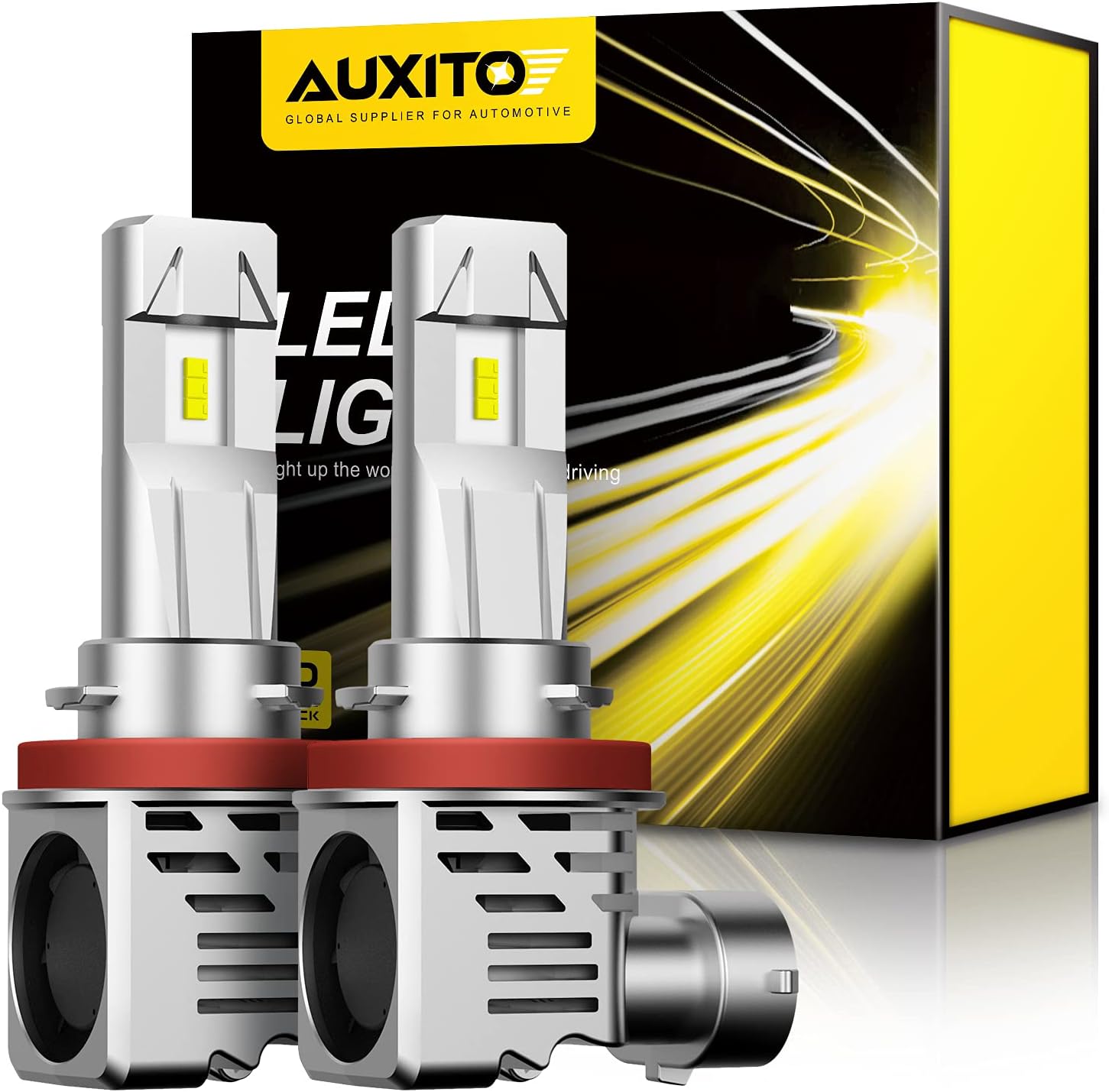 AUXITO H11 LED Headlight Bulbs 12000lm Per Set 6500K Cool White Wireless H8 H9 Headlight LED Bulb, Pack of 2 : Automotive