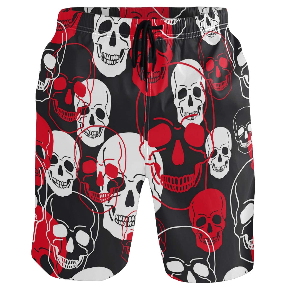 visesunny Fashion Cool Style Men's Beach Shorts Swim Trunks Quick Dry Casual Polyester Swim Shorts with Pockets S-XXL…, #Sugar Skull, X-Large