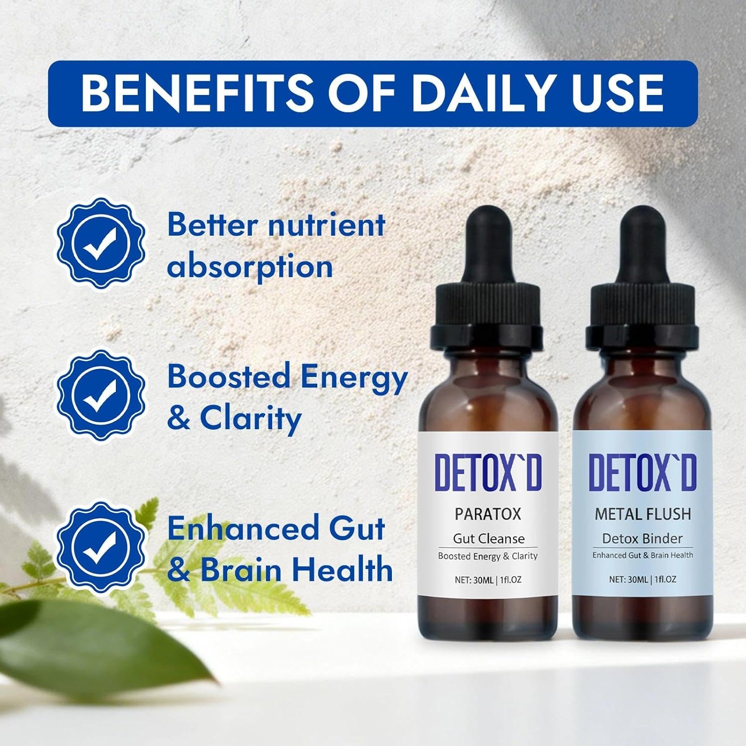 Detox’d Paratox Gut Cleanse & Detox - Herbal Liquid Drops with Black Walnut, Wormwood, Clove & Oregano for Digestive Balance, Energy Boost & Immune Support(1pc)