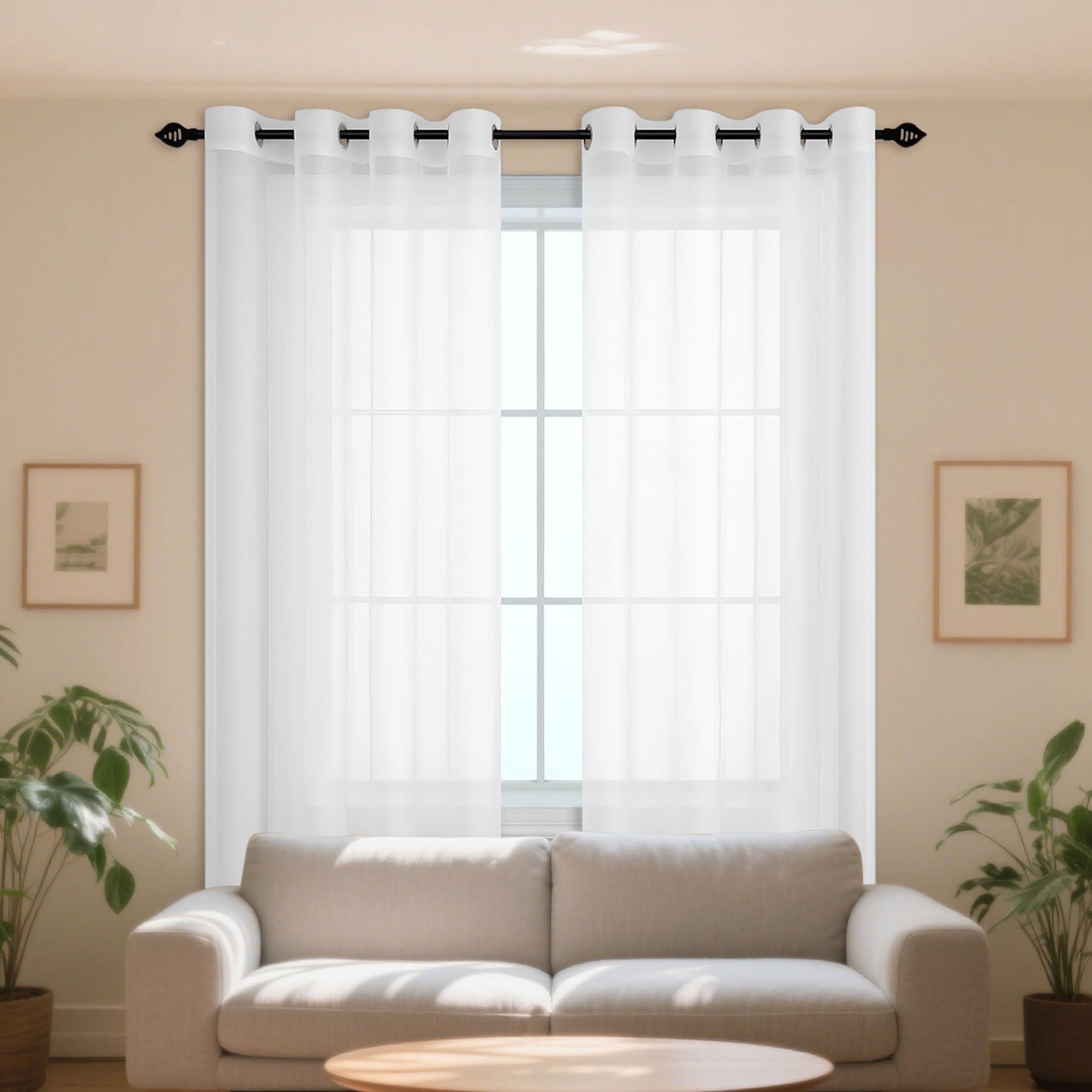 Rideaux voilage transparent 250x135 cm blanc pour fenetre de chambre