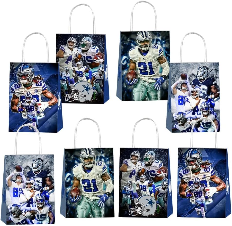 Bovulo 12pcs Cowboys Party Gift Bags with Handles, Football Birthday Party Supplies for Party Decorations - Image 2