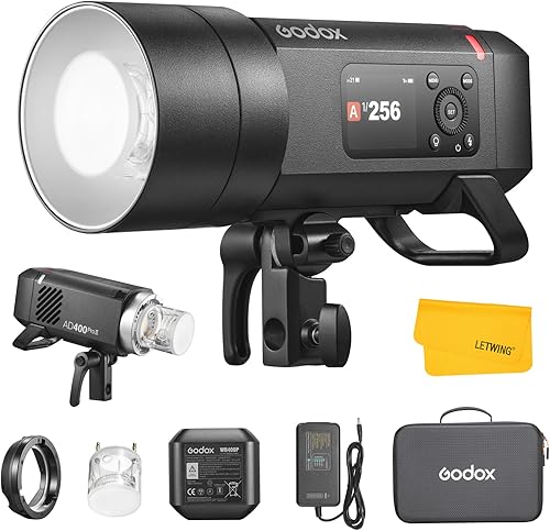 Vista 37 de GODOX AD400 Pro AD400Pro - Luz estroboscópica para exteriores, 400 W TTL portátil Flash Monolight, 390 estallidos de potencia completa, 0.01-1s