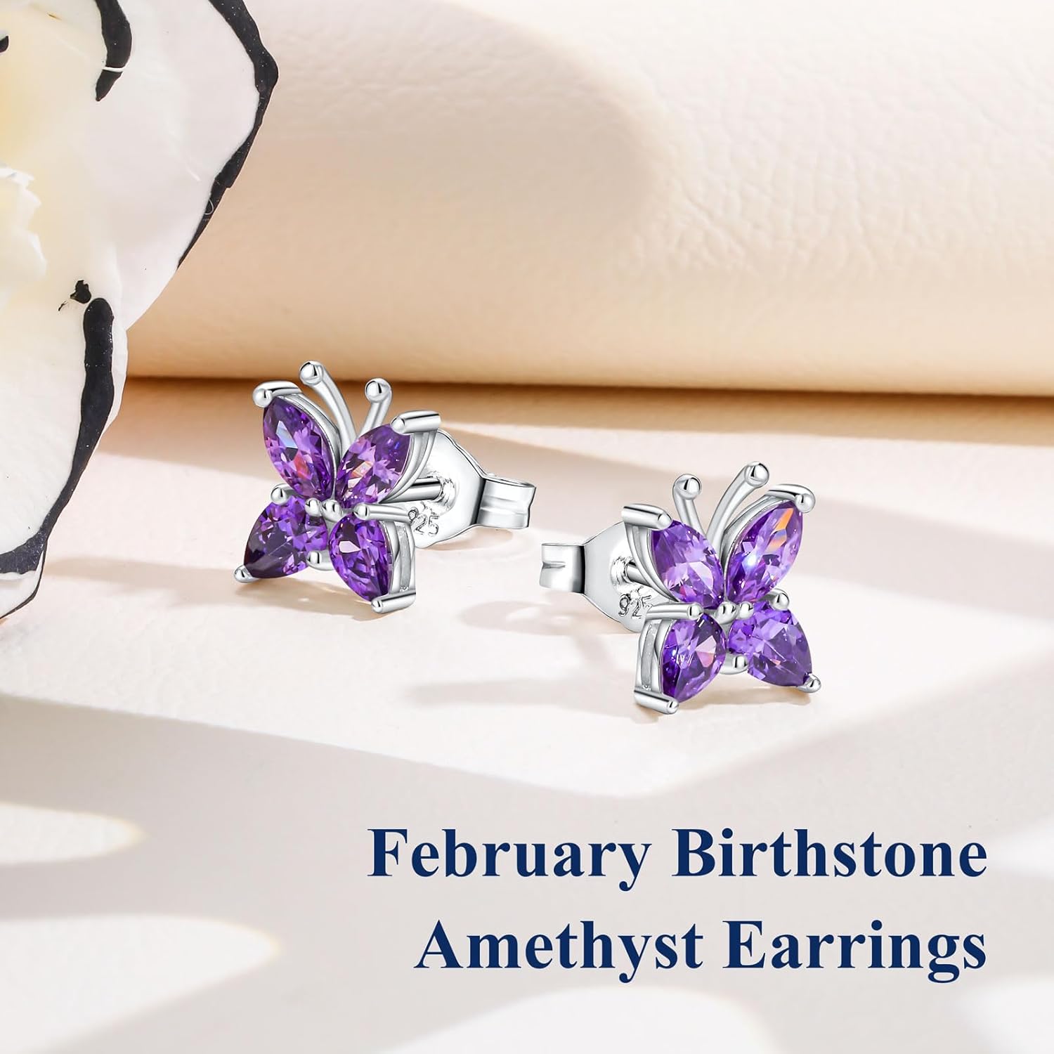 Small Butterfly/Dragonfly Stud Earrings 925 Sterling Silver/14K Gold Plated Created Gemstone Birthstone Studs Hypoallergenic Ear Jewelry Gift for Her - Image 3