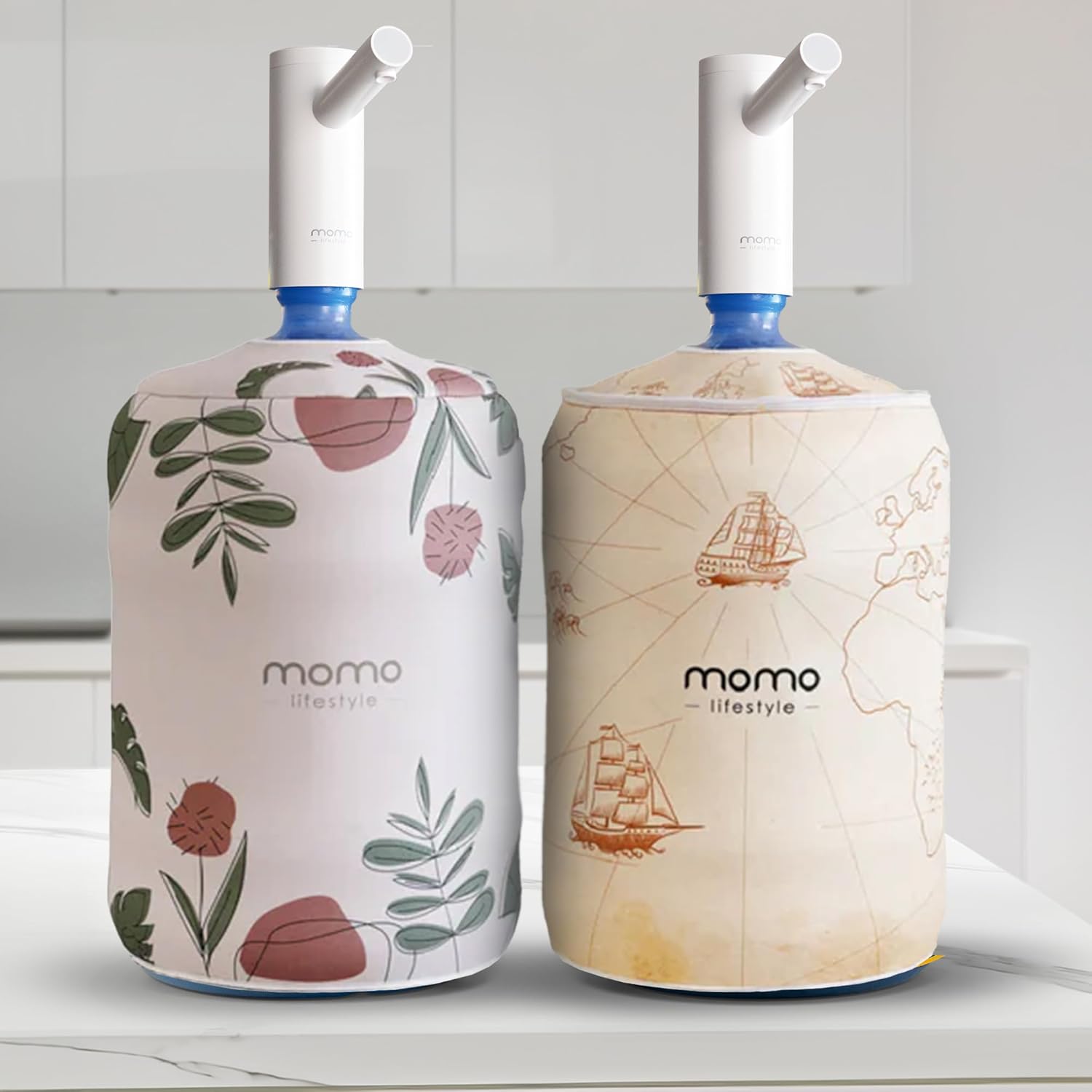 Momo Lifestyle 5 Gallon Water Jug Cover - Insulated Neoprene - Blocks UV Rays - Reversible Double Sided - Water Bottle Sleeve for 5 Gallon Water Dispenser Cover Accessory (Americana)