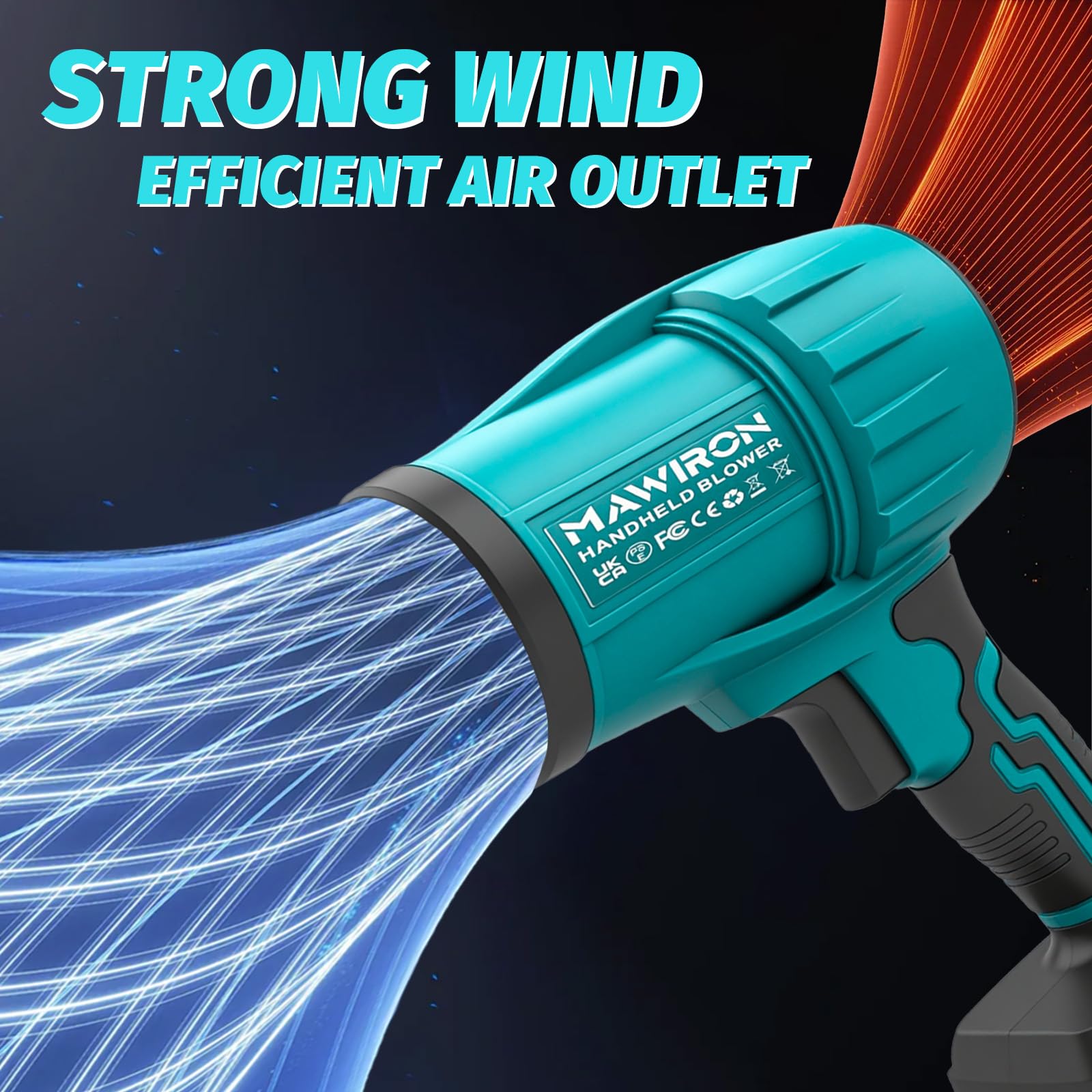 Soplador de Hojas inalámbrico con batería de 18 V 5,5 Ah y Cargador – Motor de Alta Velocidad hasta 32.000 RPM – Sistema de Control Variable de la Velocidad del Viento – Boquillas 3 en 1 para Hojas