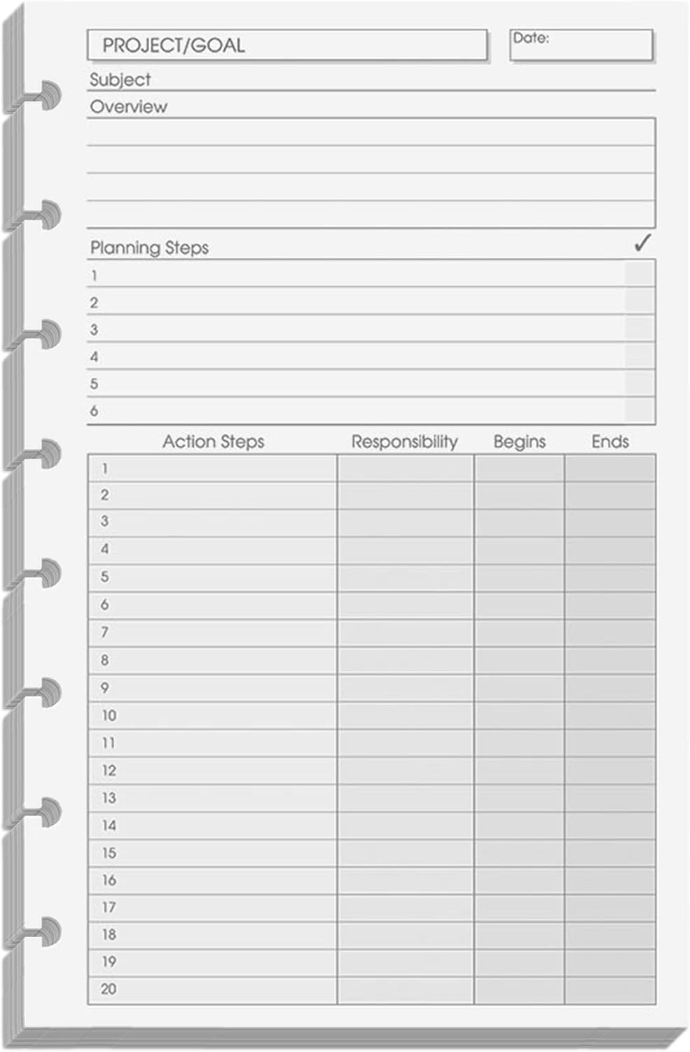 Levenger Circa Project Planner Discbound Paper Refill, Disc Notebook Inserts, 100 Sheets, Junior