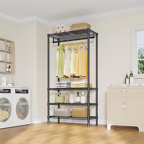 Miniatura 3 de VIPEK V1 - Perchero portátil mediano con capacidad de carga de 440 libras, estante resistente para ropa con 4 estantes ajustables y barra para