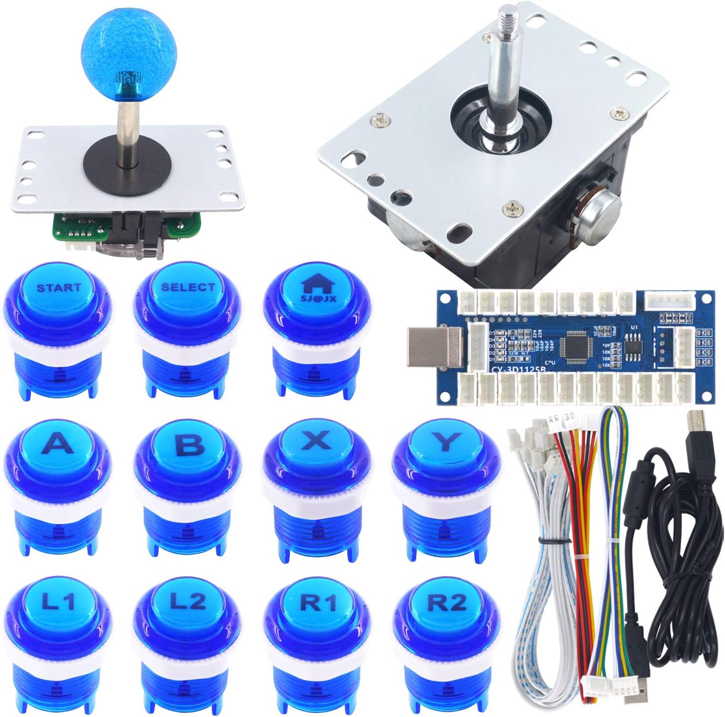 Amazon.com: SJ@JX Arcade Game Controller Arcade DIY Kit LED 3D Flight ...