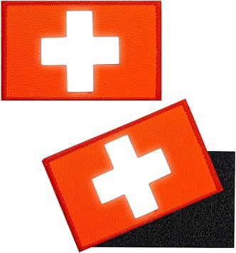 2pcs Reflective Cross Safety Patches Military Hook and Loop Cross Reflective Patch for Night Sports, Labor Wear, Rain Jackets, Hikers, Dog Vest, Firefighter Rescue Police Orange