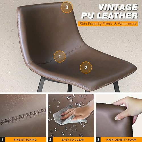 Miniatura 8 de 5Rcom Juego de 4 taburetes de bar de 600 libras de altura de mostrador, taburetes de bar de piel sintética de 24 pulgadas con respaldo, sillas de