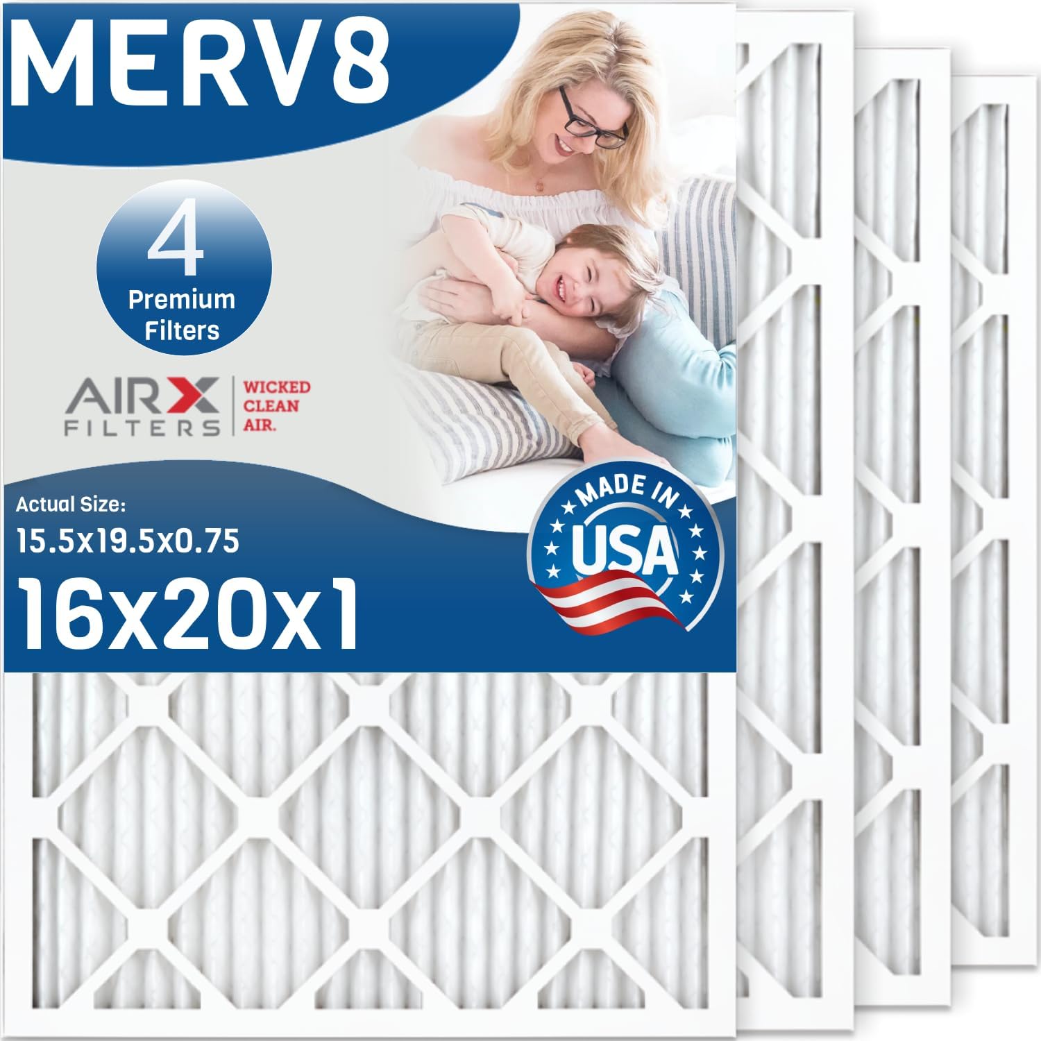 AIRX FILTERS WICKED CLEAN AIR. 16x20x1 Air Filter MERV 8 Electrostatic