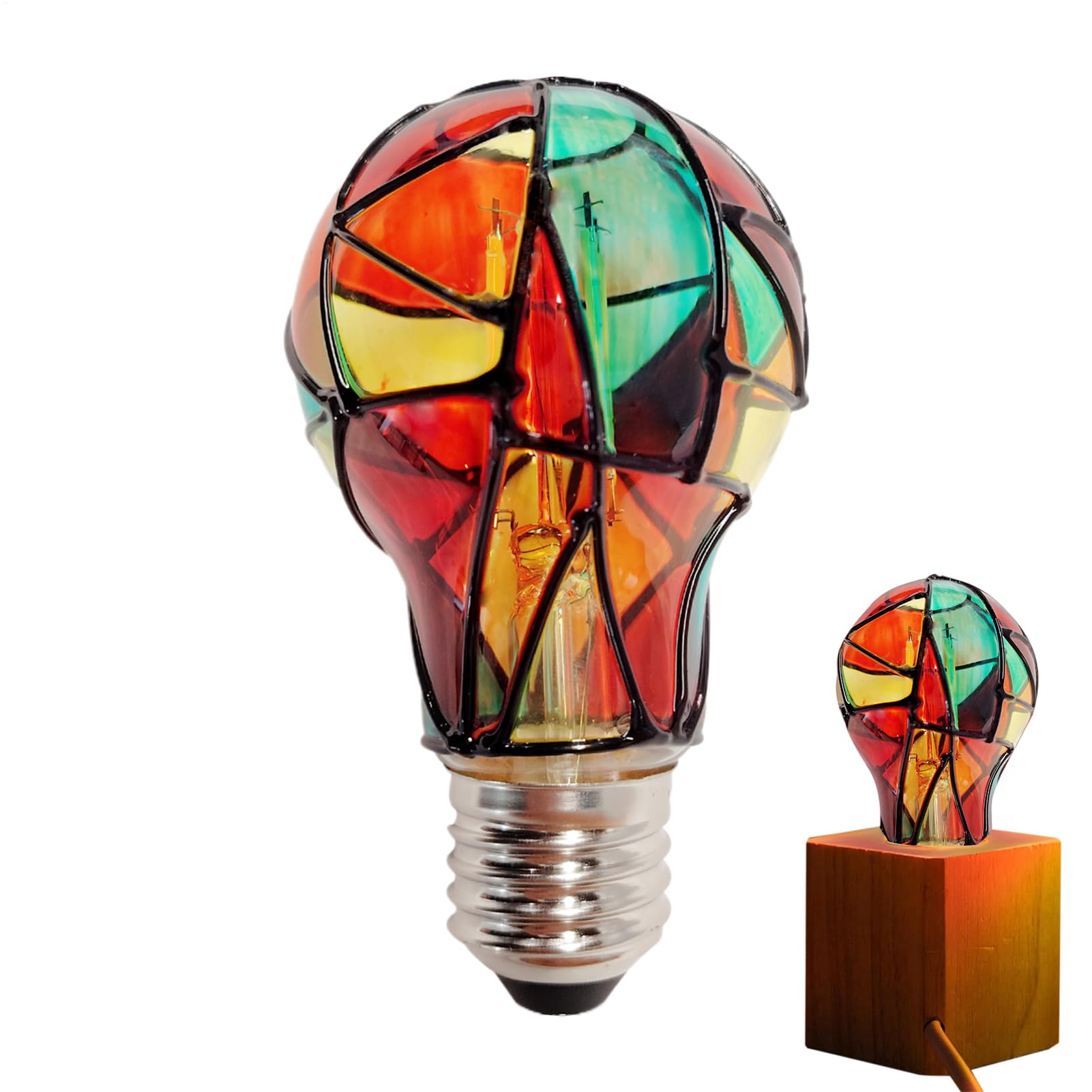 Generisch Colorful Light Bulbs - LED Lamp Fantastic Colors | Stained Glass Lights Bulb Painted Colorful Light Bulb Festive Decoration, for Home Party Shop Christmas Tree Window